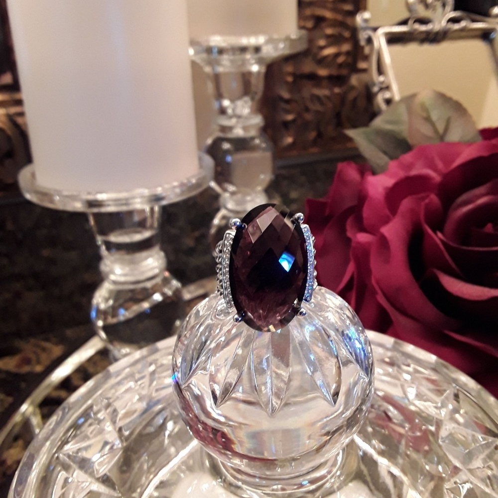 David Yurman Amethyst and diamond Wheaton ring